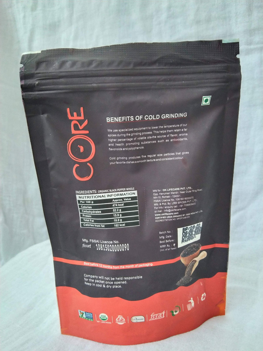 Ok Life Care Core Black Pepper Whole | Grocsy