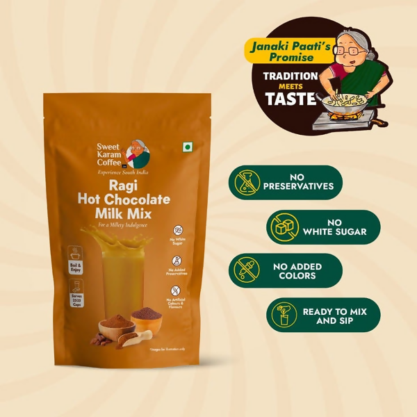 Sweet Karam Coffee Ragi Hot Chocolate Milk Mix | Grocsy