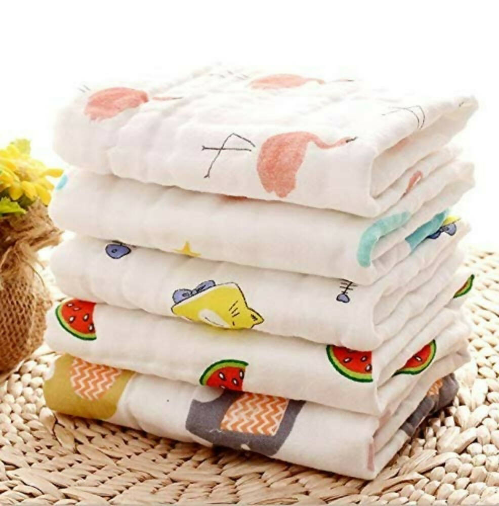 Mom Care Muslin Cotton Face Towels Set Of 5 | Grocsy