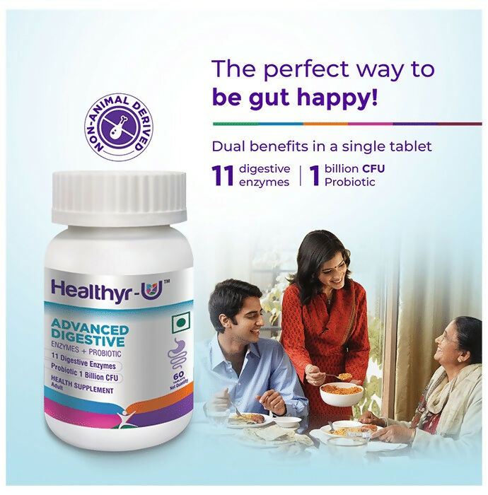 Healthyr-U Advanced Digestive Enzymes + Probiotic Tablets - Swadesiicart