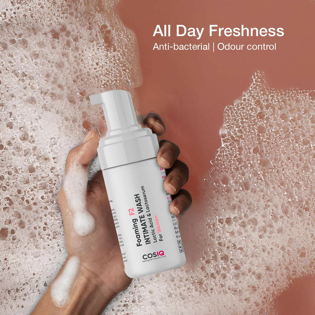 Cos-IQ Foaming F2 Intimate Wash For Women, Hygiene Wash with Lactic Acid & Lactoserum | Grocsy