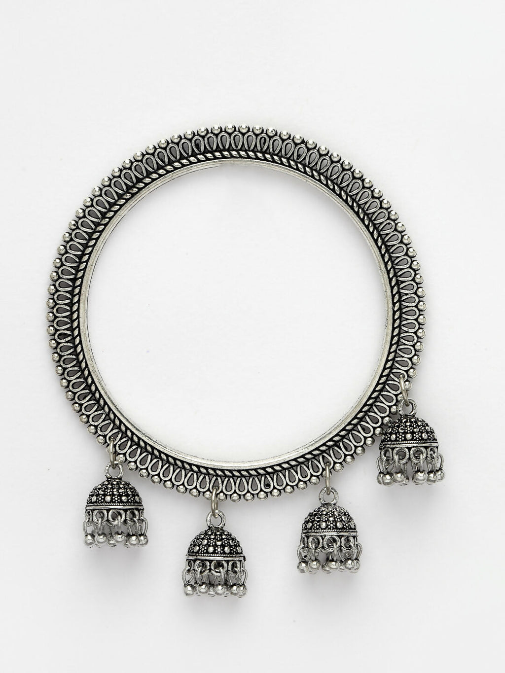 NVR Women's Set of 2 Silver-Toned German Silver Oxidised Bangle