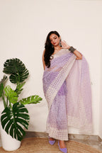 Vamsee Divya Lavender Organza Saree | Grocsy
