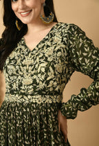 Joban Fashion Green Chinnon Kurta Set | Grocsy