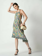Myshka Women's Multi Floral Printed Fit and Flare Dress | Grocsy