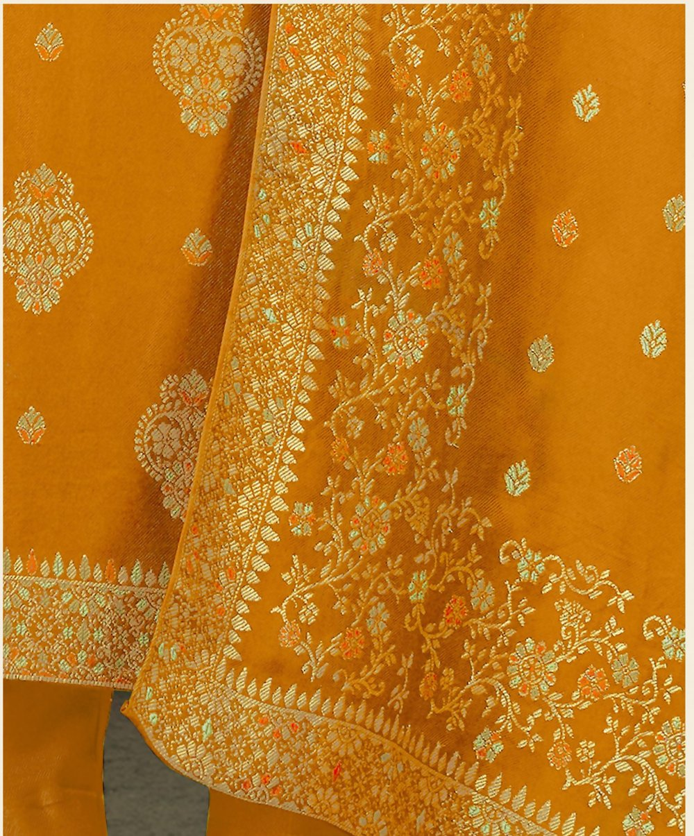 Mustard Viscose Pasmina Mina Work Kurta & Bottom with Dupatta - Paridhi | Grocsy