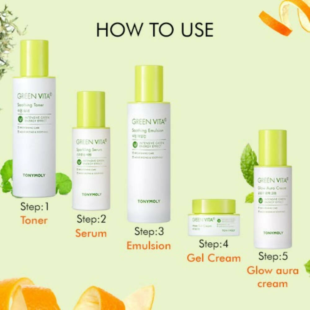 Tonymoly Green Vita C Glow Aura Cream - Korean Skincare | Grocsy