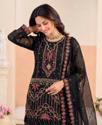 KC Black Pakistani Crunchy Silk Heavy Salwar Kameez For Women | Grocsy