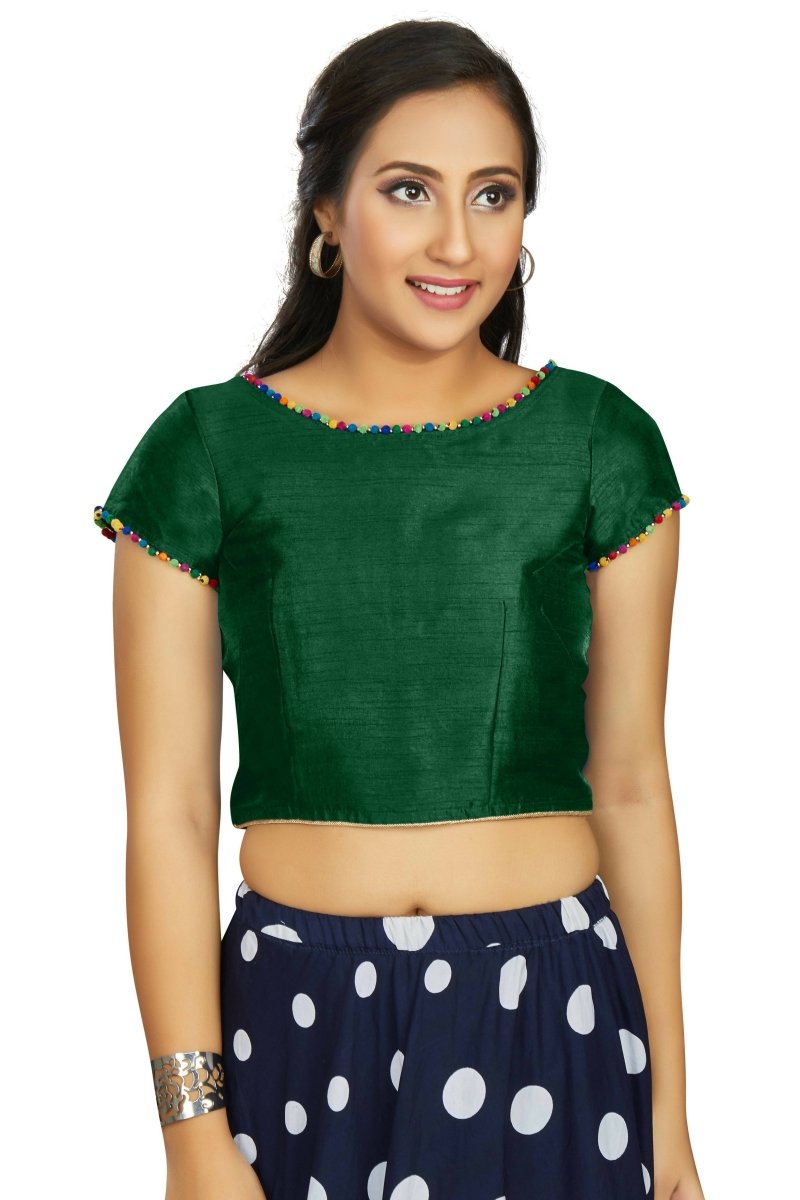 Aastha Fashion Women's Bottle Green Art Silk Designer Party Wear Readymade Blouse | Grocsy