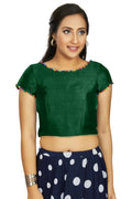 Aastha Fashion Women's Bottle Green Art Silk Designer Party Wear Readymade Blouse | Grocsy