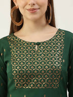 FIORRA Women's Green Poly Crepe Straight Kurta Pant With Dupatta | Grocsy