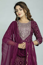 Alvano Women's Attractive And Stylish Rayon A Line Kurta With Pant And Dupatta | Grocsy