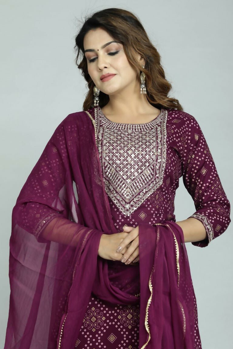 Alvano Women's Attractive And Stylish Rayon A Line Kurta With Pant And Dupatta | Grocsy