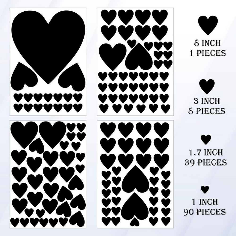 CVANU Cute Loving Heart Shape Pattern Vinyl Wall Art Self-Adhesive Durable Stickers | Grocsy
