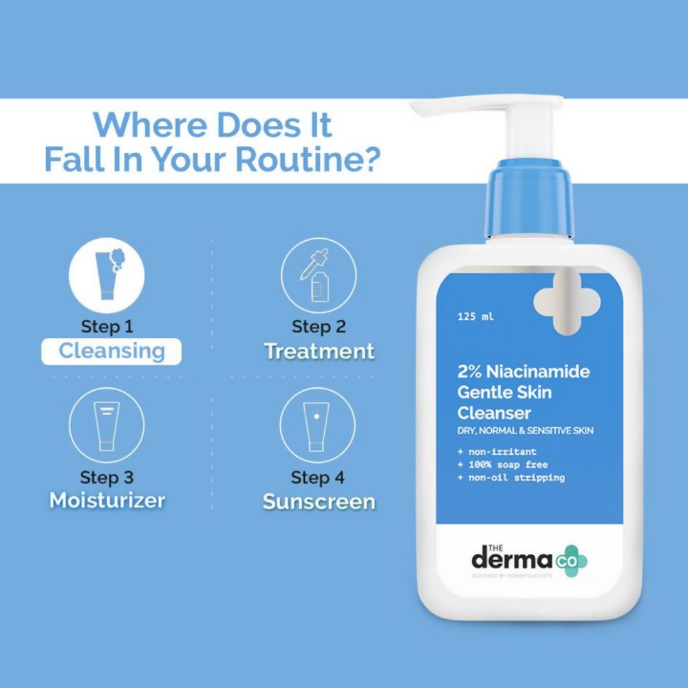 The Derma Co 2% Niacinamide Gentle Skin Cleanser for Sensitive, Dry & Normal Skin | Grocsy