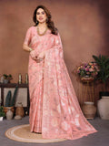 Teeya Creation New Latest Trendy Wedding Wear Pashmina Silk Saree-Peach | Grocsy