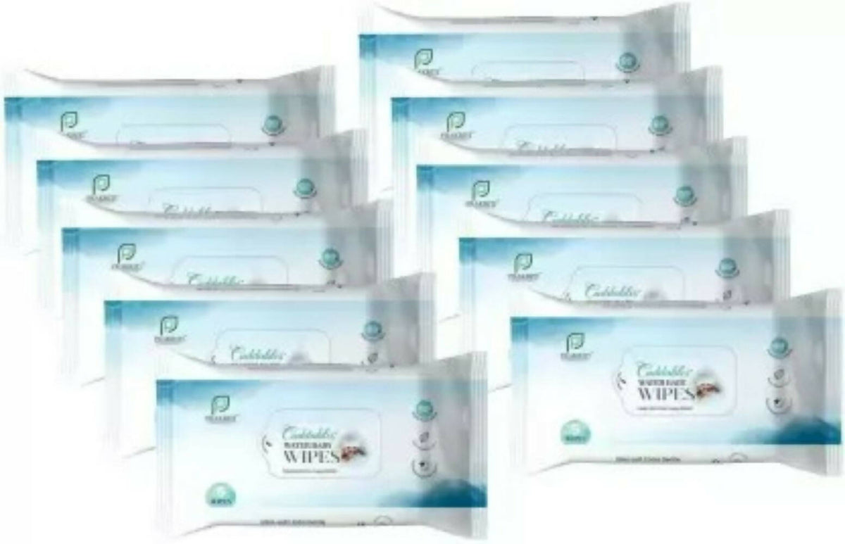 Cuddables 99% Water Baby Wipes - Natural Plant made cloth wipes | 5 Pcs Wipes, Pack of 10 (50 Wipes) | Grocsy