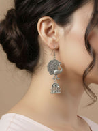 NVR Women Peacock Design German Silver Oxidised Jhumka Earrings | Grocsy
