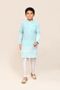 Joban Fashion Cotton Sky Blue Kurta With Straight Fit Pant | Grocsy