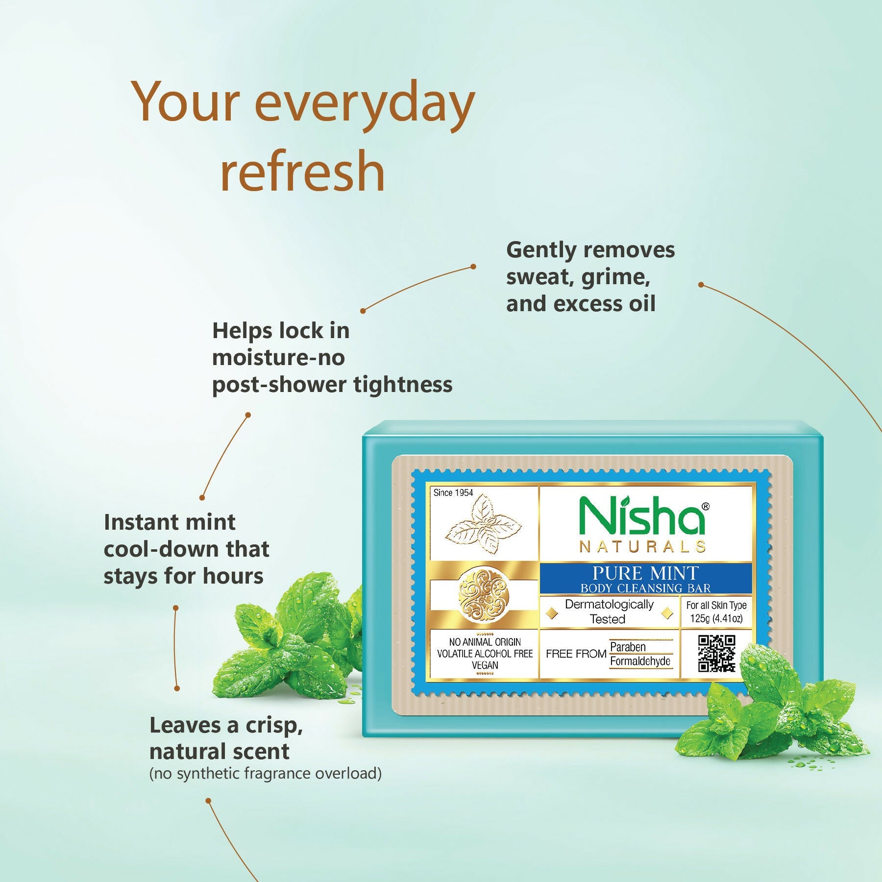 Nisha Mint Body Cleansing Soap Bar | Grocsy