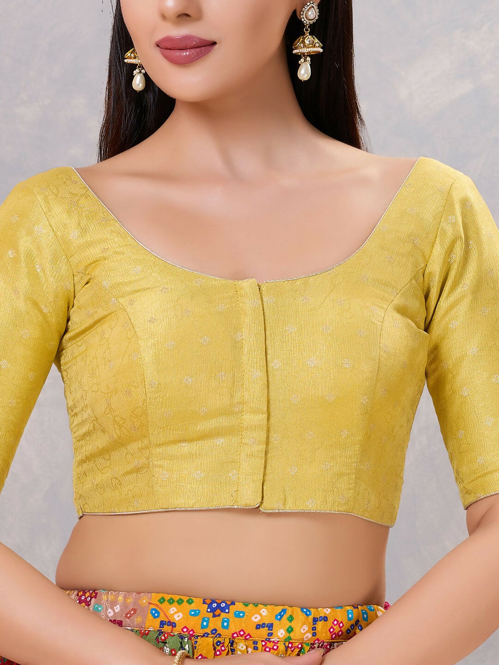 Joban Fashion Women Silk Yellow Stitched Blouse | Grocsy