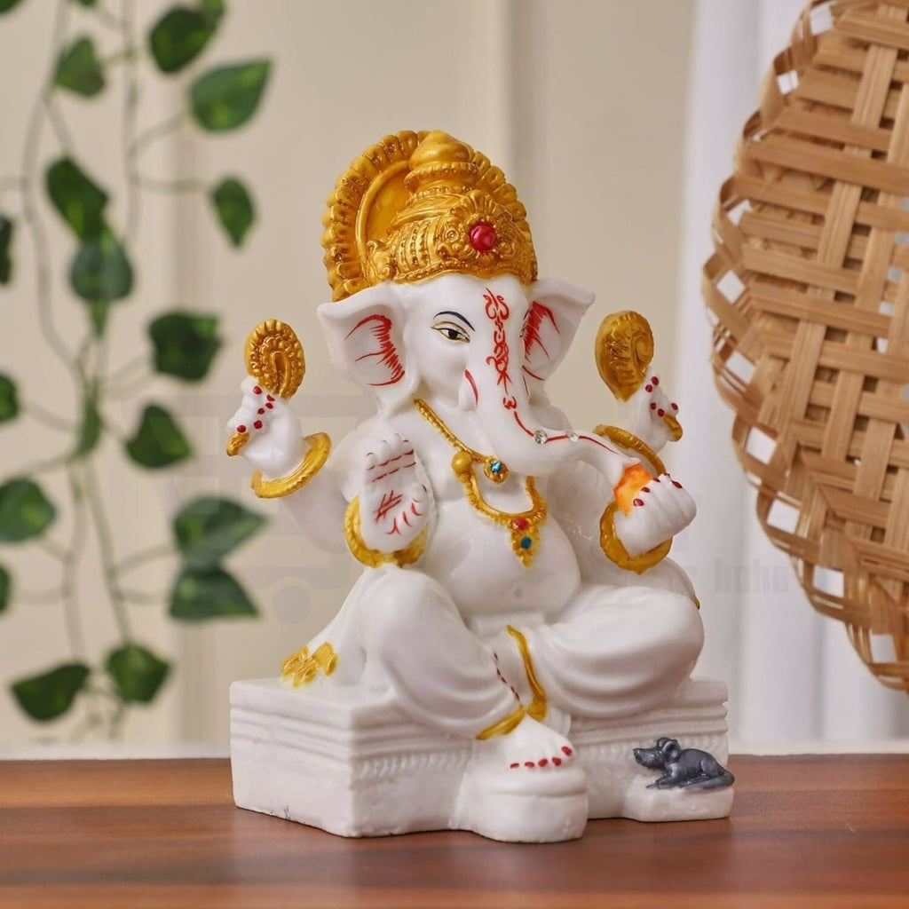 Apnimarket Marble Dust Ganesh Idol | Grocsy