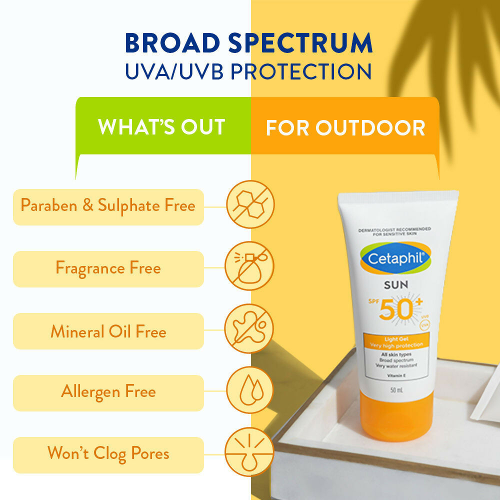 Cetaphil Sun SPF 50 Light Gel Mineral Base For Normal, Dry & Oily Skin | Grocsy