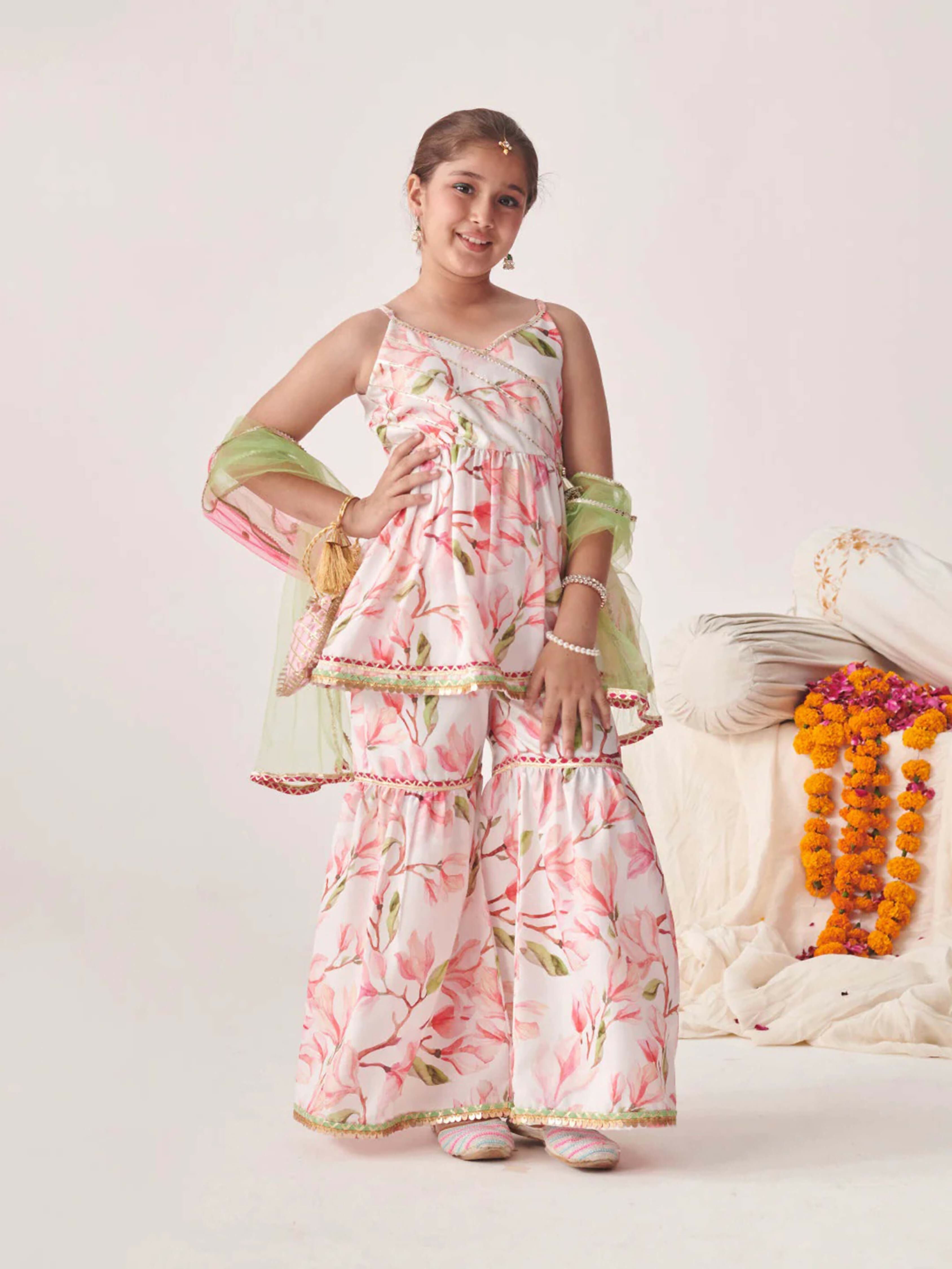 Joban Fashion Girl's Multi Color Sharara Set | Grocsy