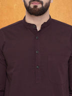 Even Apparels Men's Pure Cotton Maroon Kurta | Grocsy