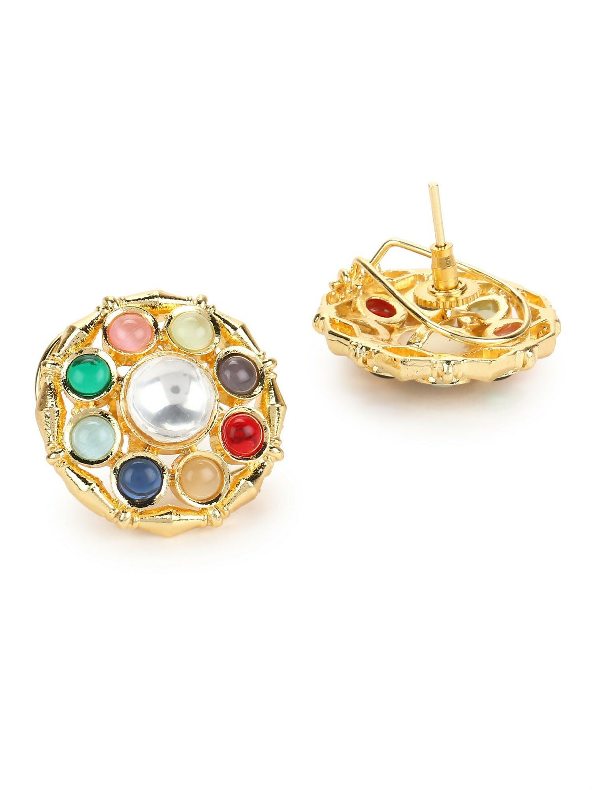 Multi Kundan Studs- Ruby Raang | Grocsy