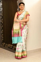 Joban Fashion Multicolor Saree Tissue Rainbow Digital Print With Embroidery | Grocsy