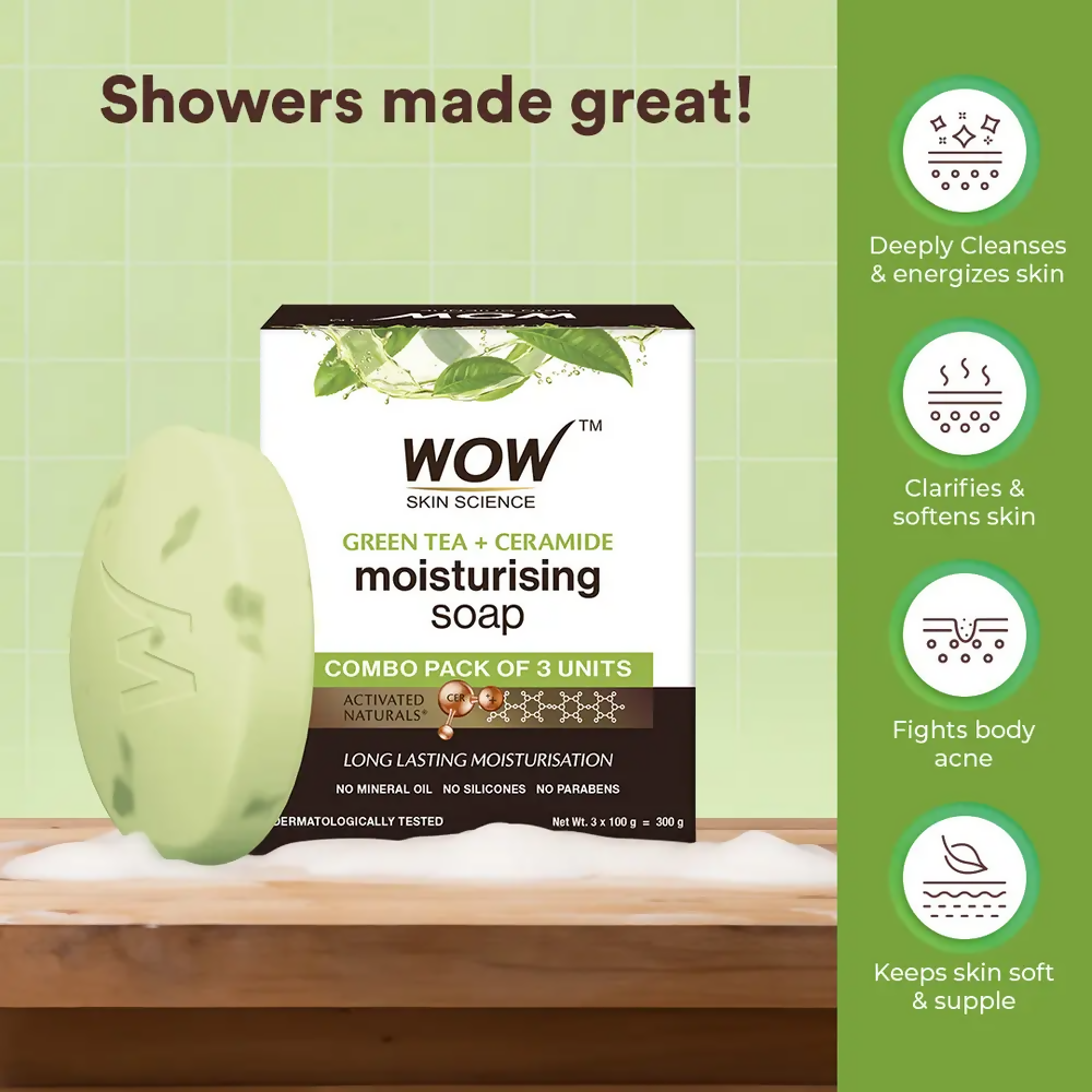 Wow Skin Science Green Tea & Ceramide Moisturizing Soap | Grocsy
