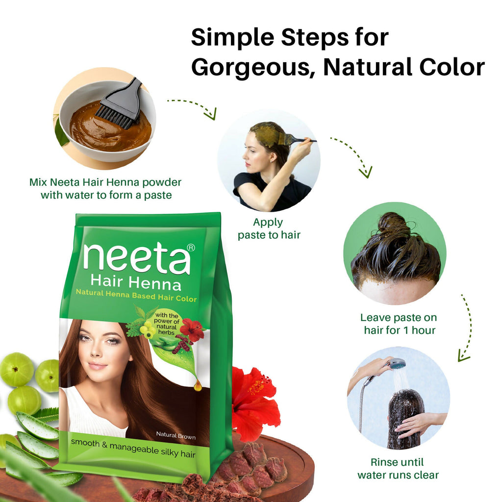 Neeta Henna Powder for Hair- Henna-Based Hair Color-Natural Brown | Grocsy