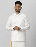 Ramraj Cotton Mens Fullsleeve White Shirt Pus Size | Grocsy