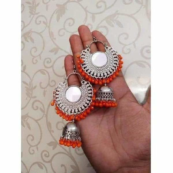 MS Fashion India Muskan Fancy Oxdized Orange Beaded Jhumka Earrings | Grocsy