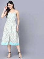 Myshka Multicoloured Floral Organic Cotton Crepe Midi Dress | Grocsy