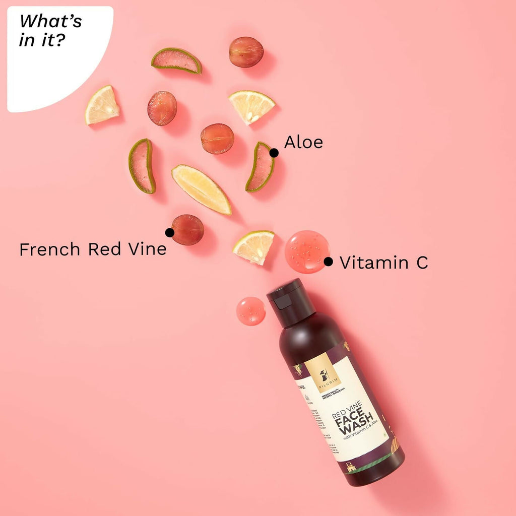 Pilgrim French Red Vine Face Wash with Vitamin C & Aloe For Anti Ageing & Dark Spots | Grocsy