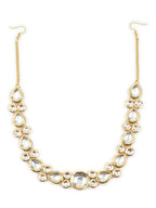 Gold-Polished White Kundan-Studded Hair Band - Ruby Raang | Grocsy