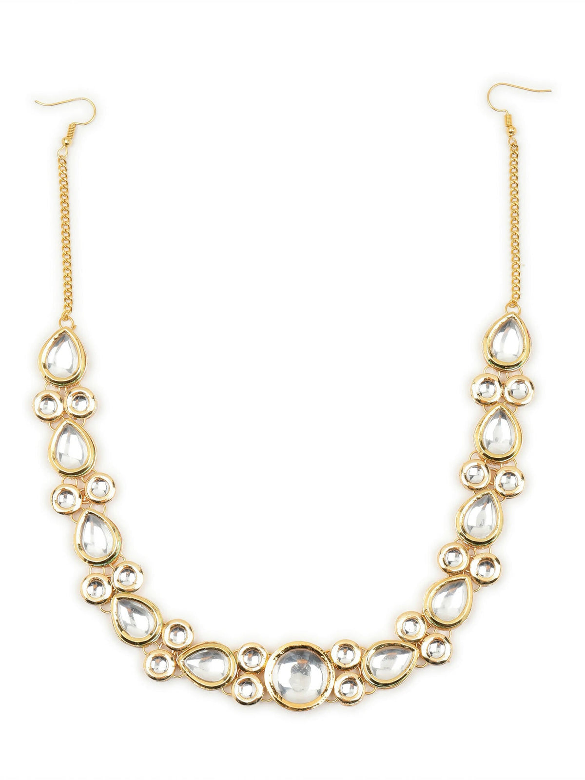 Gold-Polished White Kundan-Studded Hair Band - Ruby Raang | Grocsy