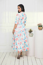 Myshka Women Multi - Floral Rayon A-Line V-Neck Dress | Grocsy