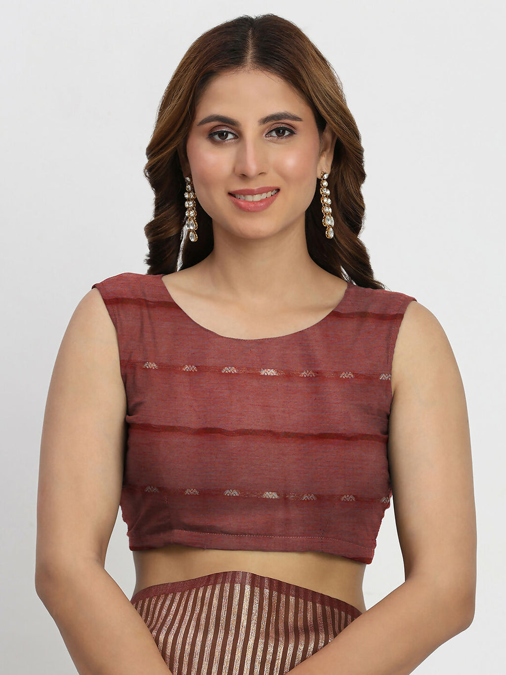 Shree Shyam Fashion Linen Cotton Maroon Saree | Grocsy