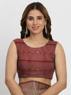 Shree Shyam Fashion Linen Cotton Maroon Saree | Grocsy