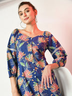 Myshka Women's Blue Printed Dress | Grocsy