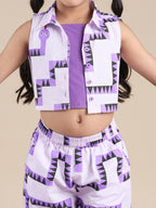 Snakes and Ladders Girls Purple Table Print Top and Pant Set from Siblings Collection | Grocsy