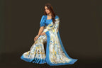 Aayaa Designer Printed Satin Saree - Multi Color | Grocsy