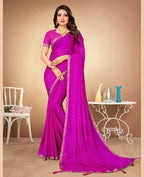 Purple Chiffon Leheriya Printed Saree With Unstitched Blouse Piece - Swarna | Grocsy