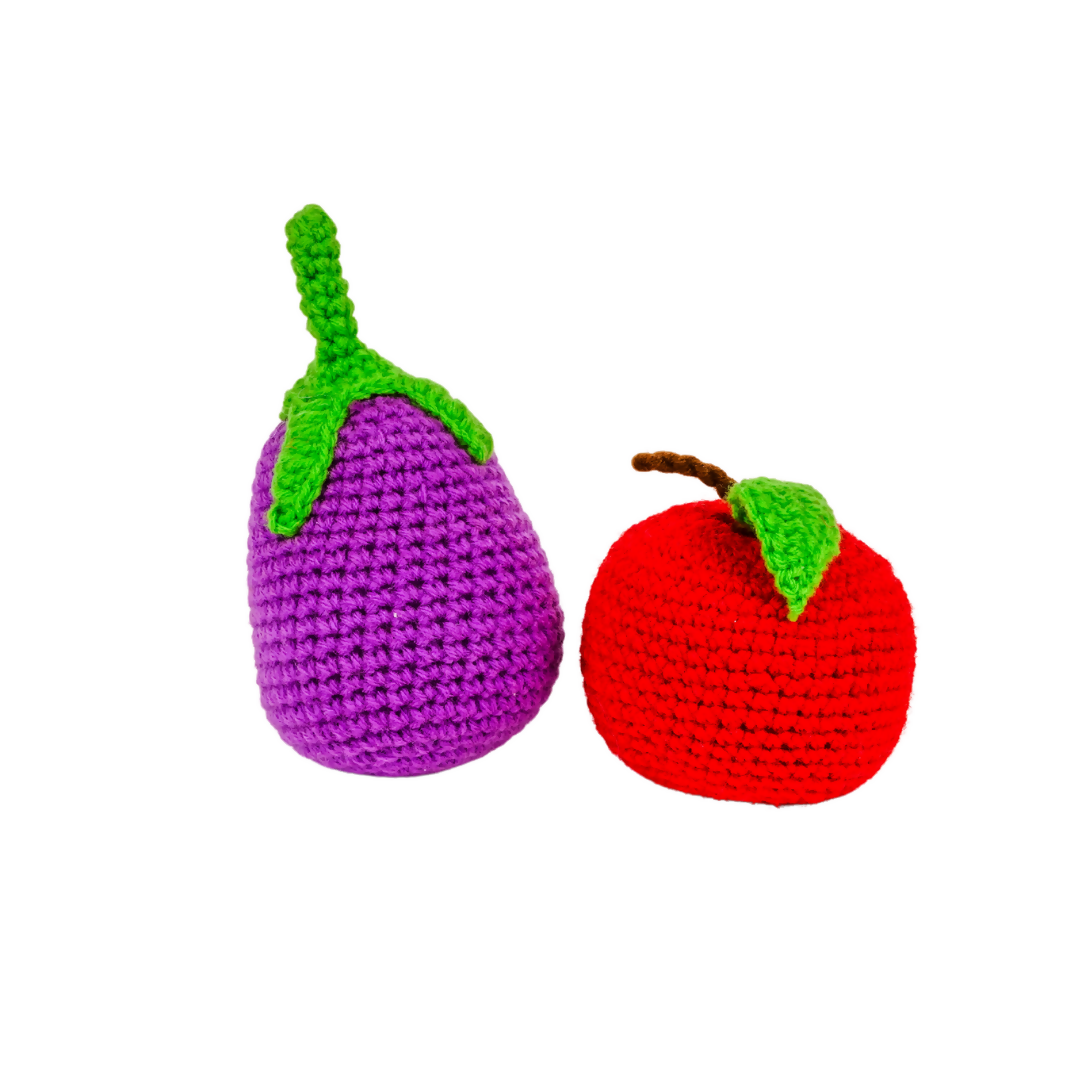 Nesta Toys Crochet Fruits & Vegetable Toys, Play Food for Kids (10 Pcs) | Grocsy