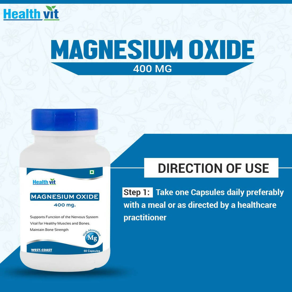 Healthvit Magnesium Oxide 370mg Capsules | Grocsy