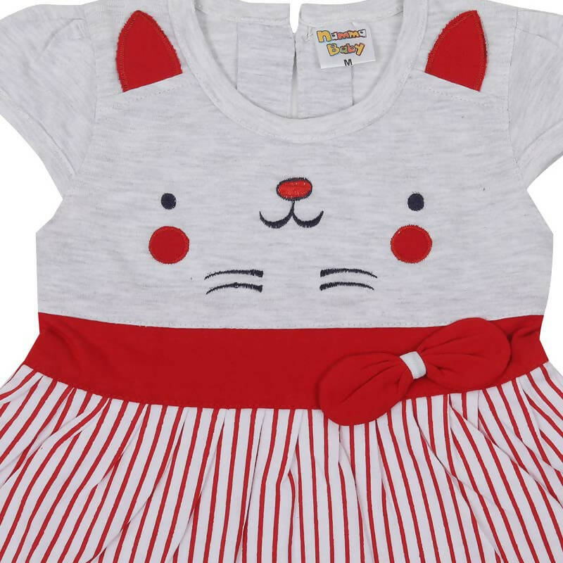 NammaBaby Baby Girl's A-Line Mini Frock Dress - Red 120 | Grocsy