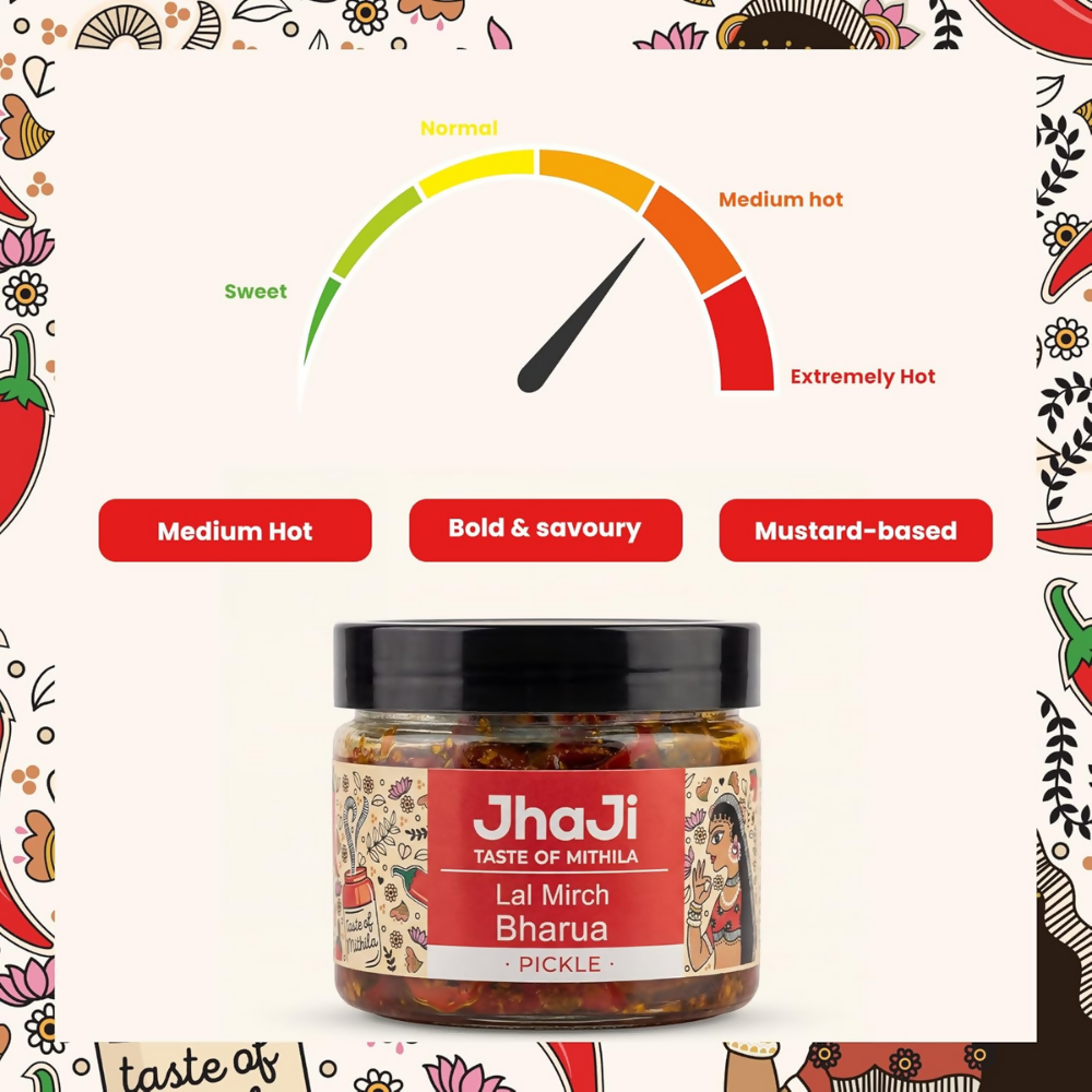Jhaji Store Lal Mirch Bharua Achar (Stuffed Red Chilli Pickle) | Grocsy